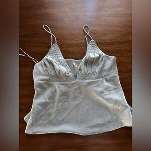 Free People Silver-Gray Satin Style Smocked Camisole